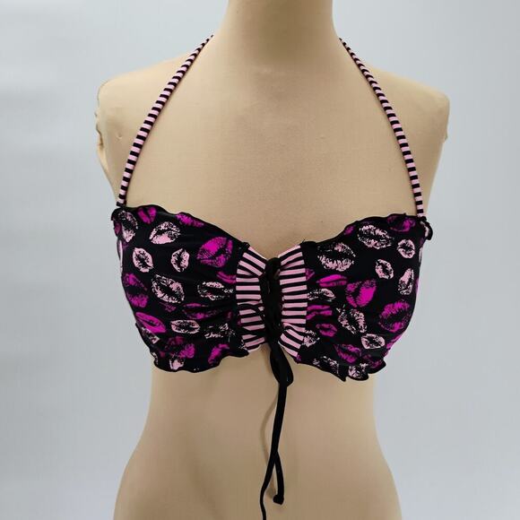 BETSEY JOHNSON Sexy POP Art BY THE POOL Retro Faces BIKINI Swimsuit L - Picture 12 of 14